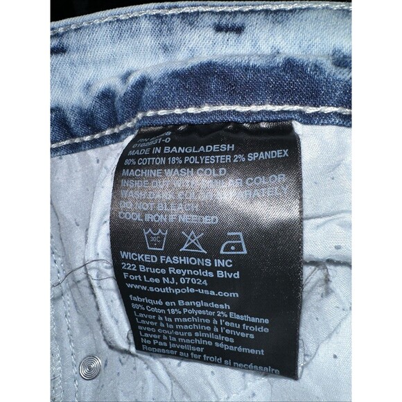 Southpole Jeans Men's Size 38/32 Blue Y2K Acid Wash Stretch Distressed Whiskered - Picture 8 of 12